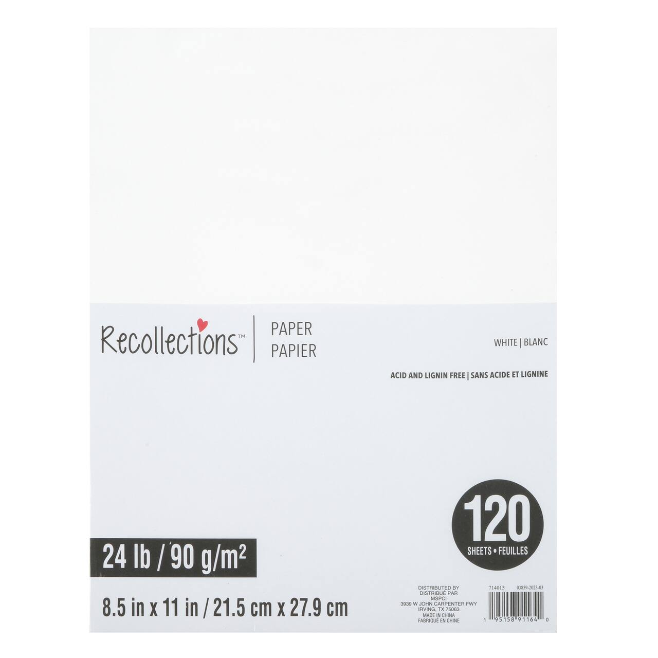 8 Packs: 120 ct. (960 total) 8.5" x 11" 24lb. Solid Core Paper by Recollections™